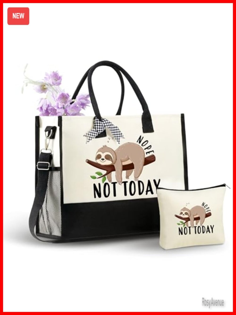 Canvas Tote Bag with Zipper Closure and Shoulder Strap